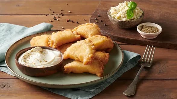 Smażone pierogi z twarogiem, ziemniakami i kapustą