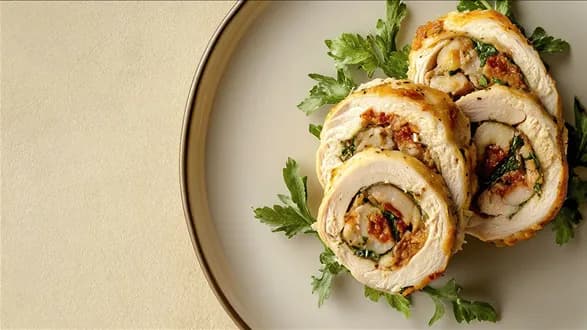 Roladki schabowe - ze szpinakiem i suszonymi pomidorami